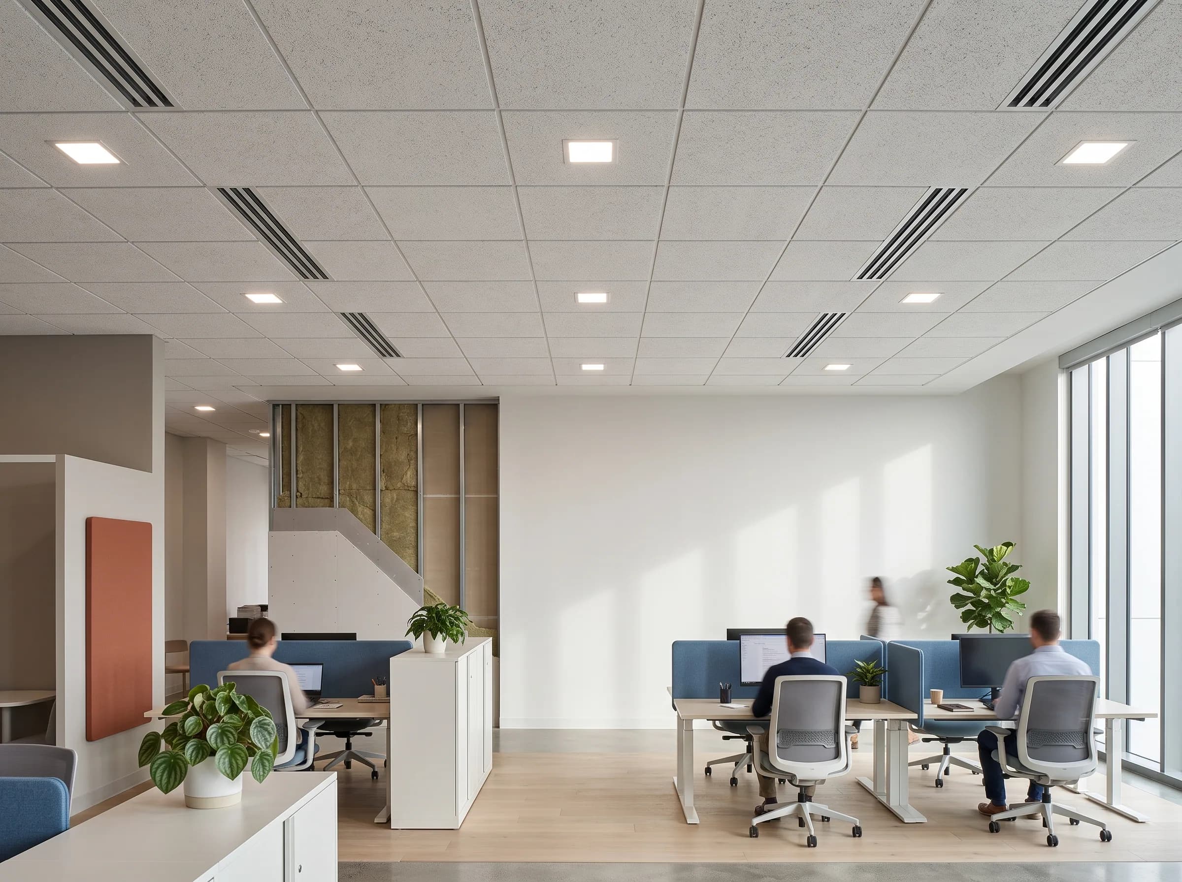Bureaux Ettelbruck — 650 m² faux plafond Rockfon acoustique